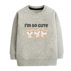 I'M SO CUTE JUNIOR GREY HEADER COLOR GIRLS LONG SLEEVE SWEAT-SHIRT