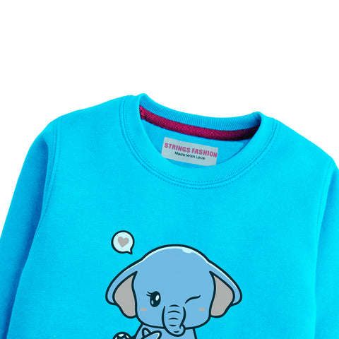BABY ELEPHANT GIRLS SKY BLUE SHADE TERYY SWEAT-SHIRT