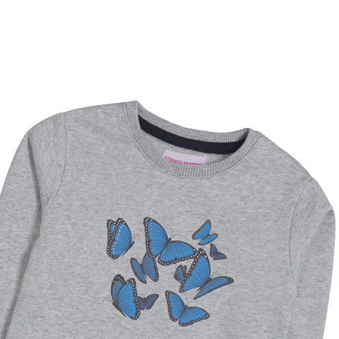 BUTTERFLYS BLUE JUNIOR GIRLS GREY HEADER COLOR FLEECE TRACK SUIT