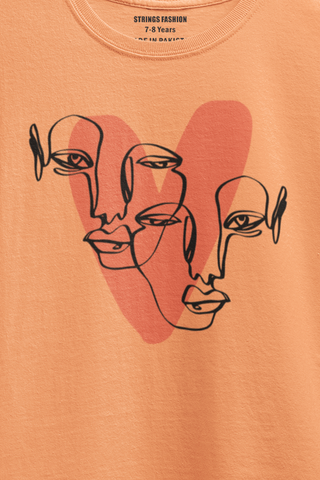 HEART JUNIOR ORANGE COLOR GIRLS T.SHIRT