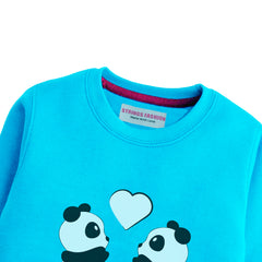 PANDA GIRLS SKY BLUE SHADE FLEECE SWEAT-SHIRT