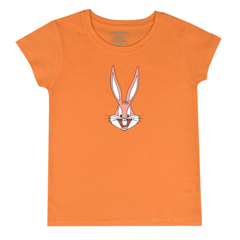 ORANGE PRINTED BUG BUNNY JUNIOR BLAZING GIRLS T.SHIRT