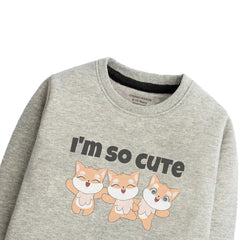 I'M SO CUTE JUNIOR GREY HEADER COLOR GIRLS LONG SLEEVE SWEAT-SHIRT