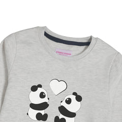 PANDA GIRLS OATMEAL SHADE FLEECE SWEAT-SHIRT