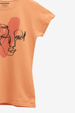 HEART JUNIOR ORANGE COLOR GIRLS T.SHIRT