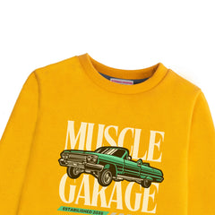 MUSCLE GARAGE PRINTED MUSTERED FLEECE SWEATSHIRT