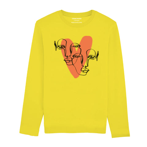 HEART CALIGRAPHY JUNIOR BLAZING YELLOW COLOR GIRLS LONG SLEEVE T.SHIRT