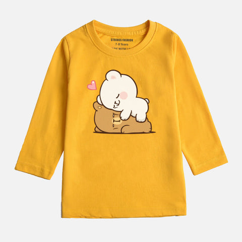 DIGITAL PRINTED MILK & MOCHA JUNIOR CANARY YELLOW COLOR GIRLS LONG SLEEVE T.SHIRT