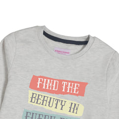 FIND THE BEAUTY GIRLS OATMEAL SHADE FLEECE SWEAT-SHIRT
