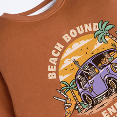 BEACH BOUND LIGHT BROWN COLOR BOYS LONG SLEEVE FLEECE SWEAT-SHIRT
