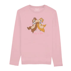 DIGITAL PRINTED CHIP & DALE JUNIOR TICKLED PINK PINK COLOR GIRLS LONG SLEEVE T.SHIRT
