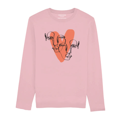 DIGITAL PRINTED HEART CALIGRAPHY JUNIOR TICKLED PINK COLOR GIRLS LONG SLEEVE T.SHIRT