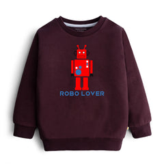 DIGITAL PRINTED ROBO LOVER Maroon Color Boys Long Sleeve Sweat-Shirt