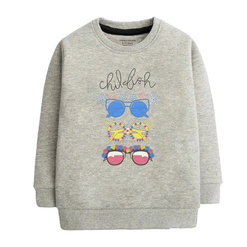 Printed Chillum Grey Header Color Girls Long Sleeve Sweat-Shirt