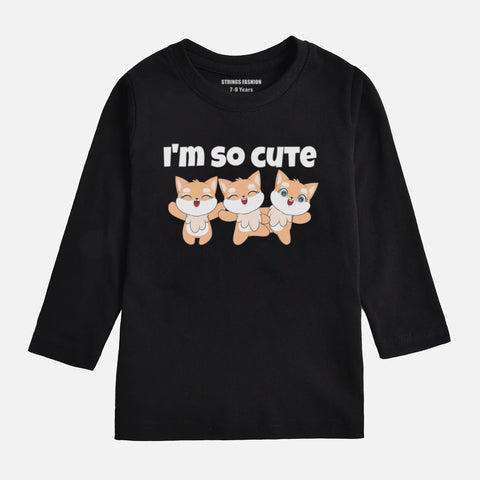 Digital Printed I'm Cute Junior Girls Long Sleeve T.Shirt