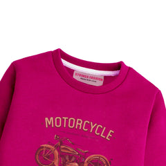 MOTORCYCLE RED COLOR BOYS LONG SLEEVE FLEECE SWEAT-SHIRT