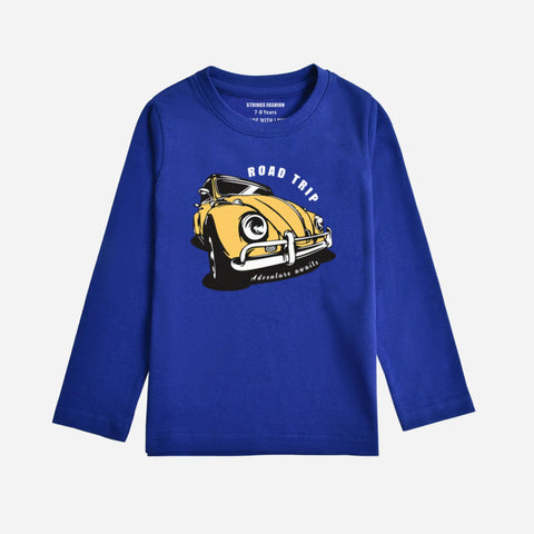 Digital Printed Road Trip Car Junior Boys Long Sleeve T.Shirt