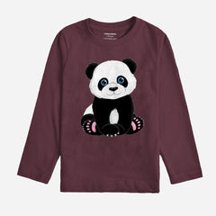 Digital Printed Cute Panda Junior Boys Long Sleeve T.Shirt