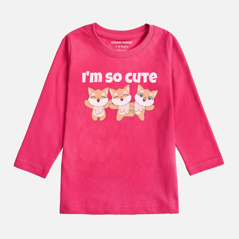 Digital Printed I'm Cute Junior Girls Long Sleeve T.Shirt