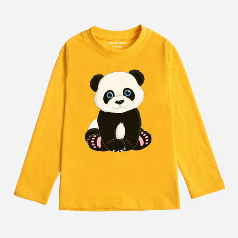 CUTE PANDA JUNIOR BOYS RED COLOR LONG SLEEVE T-SHIRT