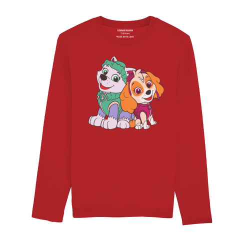 DIGITAL PRINTED PAW JUNIOR FEIRY RED COLOR GIRLS LONG SLEEVE T.SHIRT