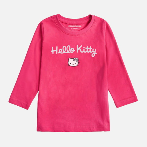 DIGITAL PRINTED HELLO KITTY JUNIOR PARADISE PINK COLOR GIRLS LONG SLEEVE T.SHIRT