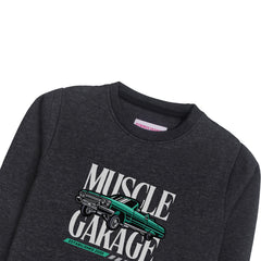 MUSCLE GARAGE CHARCOAL BOYS LONG SLEEVE SWEAT-SHIRT