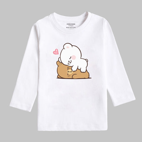 Digital Printed Milk & Mocha Junior Girls Long Sleeve T.Shirt