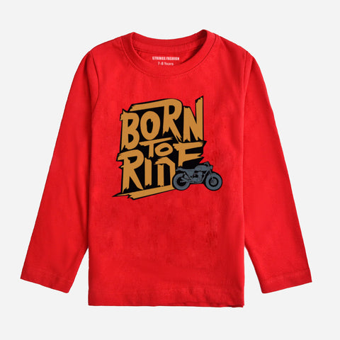 DIGITAL PRINTED BORN TO RIDE JUNIOR FEISTA COLOR BOYS LONG SLEEVE T.SHIRT