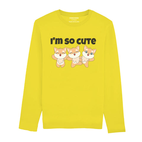 DIGITAL PRINTED I’M CUTE JUNIOR BLAZING YELLOW COLOR GIRLS LONG SLEEVE T.SHIRT