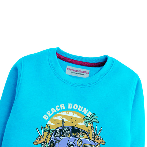 BEACH BOUND SKY BLUE BOYS TERYY FABRIC SWEAT-SHIRT