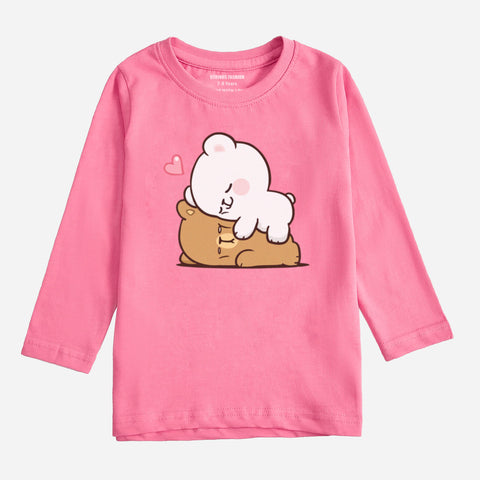 MILK & MOCHA JUNIOR COSMOS PINK COLOR GIRLS LONG SLEEVE T-SHIRT