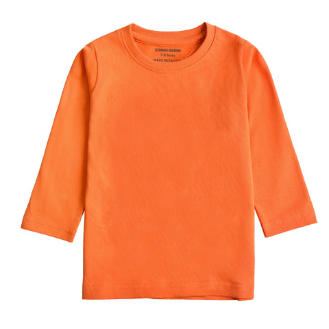 JUNIOR MOCK ORANGE COLOR GIRLS LONG SLEEVE T.SHIRT