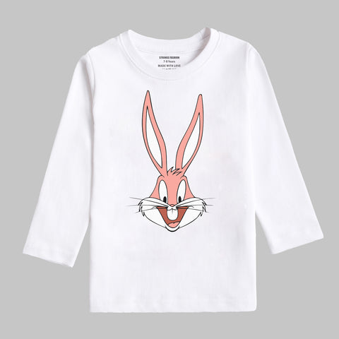 DIGITAL PRINTED BUG BUNNY JUNIOR SNOW-WHITE COLOR GIRLS LONG SLEEVE T.SHIRT