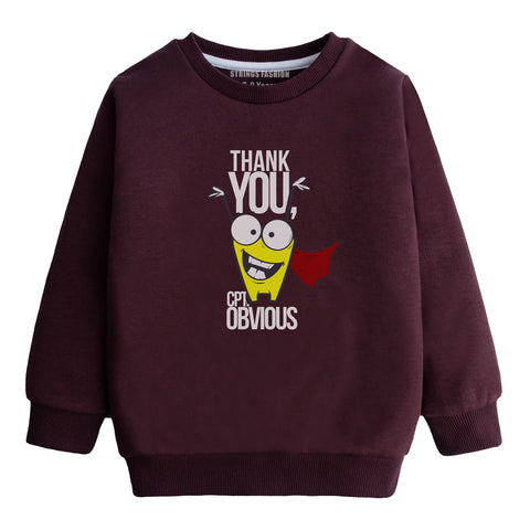 THANK YOU MAROON COLOR BOYS LONG SLEEVE SWEAT-SHIRT