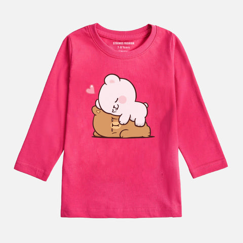 DIGITAL PRINTED MILK & MOCHA JUNIOR PARADISE PINK COLOR GIRLS LONG SLEEVE T.SHIRT
