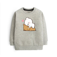 Digital Printed Milk & Mocha Grey Header Color Girls Long Sleeve Sweat-Shirt