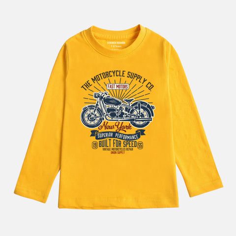 VINTAGE BIKE JUNIOR BOY YELLOW BOYS LONG SLEEVE T-SHIRT