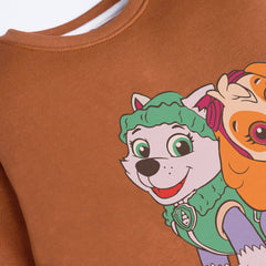 Paw Light Brown Girls Long Sleeve Sweat-Shirt
