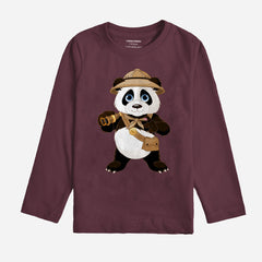 Digital Printed Pirate Panda Junior Boys Long Sleeve T.Shirt