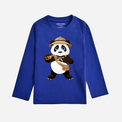 Digital Printed Pirate Panda Junior Boys Long Sleeve T.Shirt