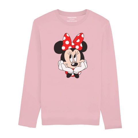 DIGITAL PRINTED MINNIE 2 JUNIOR TICKLED PINK COLOR GIRLS LONG SLEEVE T.SHIRT