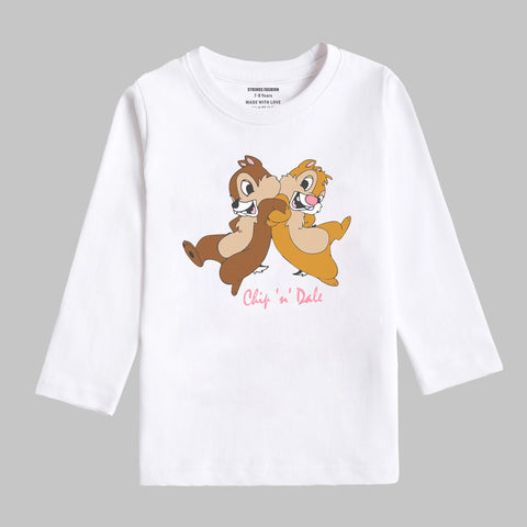 Digital Printed Chip & Dale Junior Girls Long Sleeve T.Shirt
