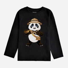 Digital Printed Pirate Panda Junior Boys Long Sleeve T.Shirt