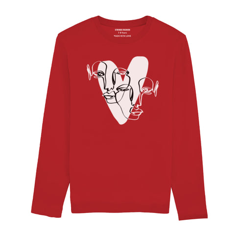 HEART CALIGRAPHY JUNIOR FEIRY RED COLOR GIRLS LONG SLEEVE T-SHIRT