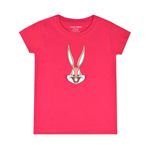 BUG BUNNY PRINTED PARADISE PINK GIRLS SHORT SLEEVE T-SHIRT