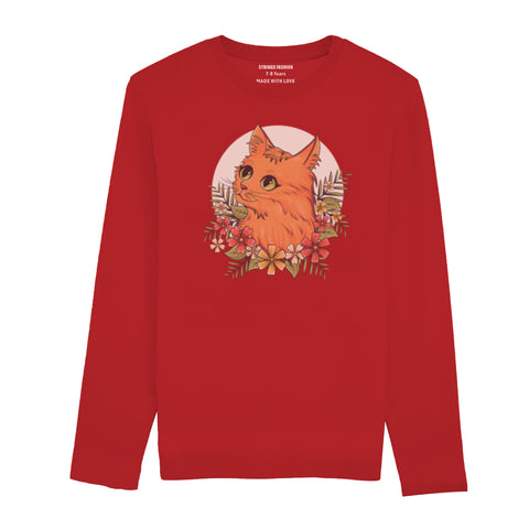 CUTE CAT JUNIOR FEIRY RED COLOR GIRLS LONG SLEEVE T-SHIRT