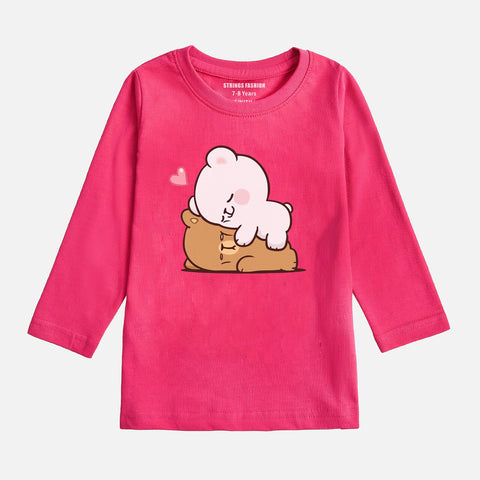 Digital Printed Milk & Mocha Junior Girls Long Sleeve T.Shirt