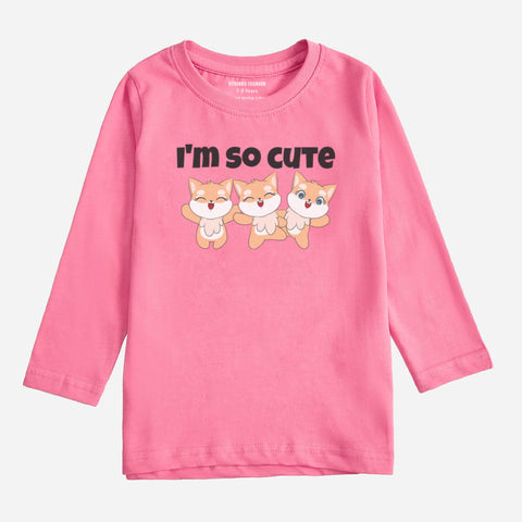 Digital Printed I'm Cute Junior Girls Long Sleeve T.Shirt