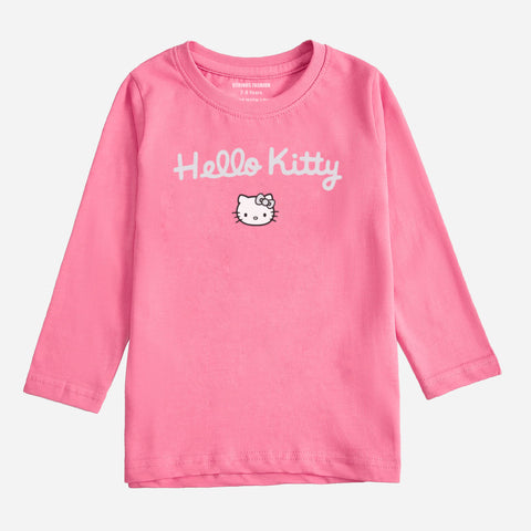 HELLO KITTY JUNIOR COSMOS PINK COLOR GIRLS LONG SLEEVE T-SHIRT